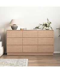 Streamdale Furniture 9-Drawer Mid-Century Modern Wood Dresser and Storage Cabinet