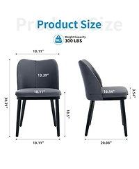 homfan Set of 2 Dining Chairs, 18 Inch Blue Velvet Upholstered Chairs with Padded Seat and Wood Legs for Dining Room or Kitchen