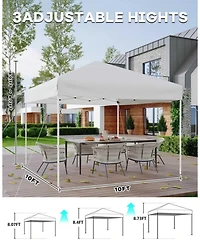 homfan Heavy Duty Pop Up Canopy Tent One-Button Easy Setup, Adjustable Height, Uv Protection, Sidewall, Roller Bag, 4 Weight Bags