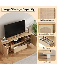 homfan 63in Tv Stand for Tvs Up to 70", Fluted Entertainment Center with Storage Drawer and Open Shelves, Modern TV Console Media Cabinet