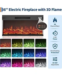 gaomon 36" Electric Fireplace with Remote, Fireplace Insert for 67" Tv Stand Fits TVs Up to 75", Overheating Protection, 8H Timer