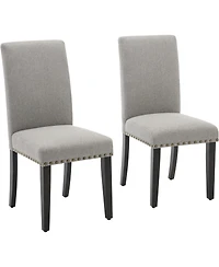 homfan Upholstered Dining Chairs Parsons Chair Set of 2, Nailhead Trim Chair with Wooden Legs,Fabric Side Chair for Dining Room,Kitchen,Living Room