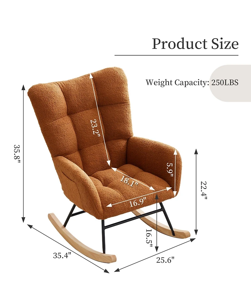 homfan 25.8D x 25.8W x 40H in Upholstered Rocking Chair with Engineered Wood Frame, Padded Seat Cushion for Living Room Nursery Bedroom