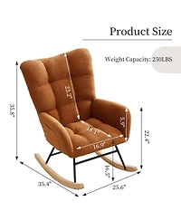 homfan 25.8D x 25.8W x 40H in Upholstered Rocking Chair with Engineered Wood Frame, Padded Seat Cushion for Living Room Nursery Bedroom