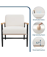 homfan Set of 2 Modern Sherpa Accent Armchairs, Upholstered Chairs, Thick Seat Cushions, Iron Frame, Lounge Chairs for Living Room or Bedroom