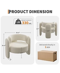 homfan Modern Chenille Accent Armchair – Cozy Round Armrest Lounge Chair, Soft Upholstered Seating for Living Room, Bedroom, Office, or Cafe