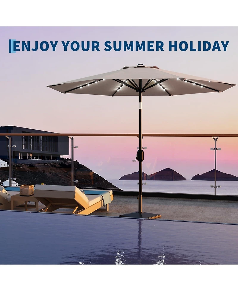 homfan 10Feet Patio Umbrella, Waterproof Uv-Protected Outdoor Table Tilt Crank, 8 Ribs, Iron Pole For Patio, Garden, Pool