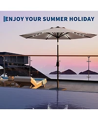 homfan 10Feet Patio Umbrella, Waterproof Uv-Protected Outdoor Table Tilt Crank, 8 Ribs, Iron Pole For Patio, Garden, Pool