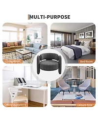 homfan Set of 2 Modern Chenille Armchairs for Living Room, Mid-Century Upholstered Barrel Chairs, Rounded Corners, Extra Large Single Sofa
