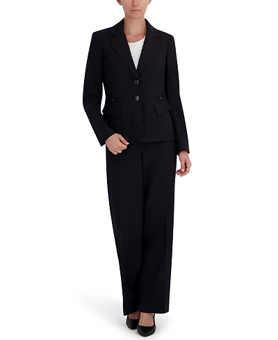 Le Suit Women's Four-Pocket Jacket & Fly-Front Wide-Leg Pants
