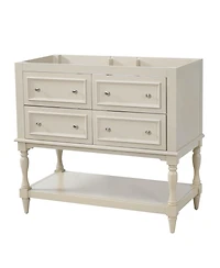 Sillysis 36 Inch Classic Bathroom Vanity without Top, Solid Wood Mdf Cabinet, 4 Drawers, Open Shelf Storage