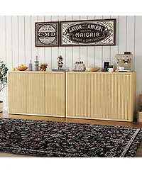 homfan 46.7 Inch Buffet Cabinet with 3 Fluted Doors, Adjustable Shelf, Media Console Table Credenza Sideboard and Coffee Bar Cabinet