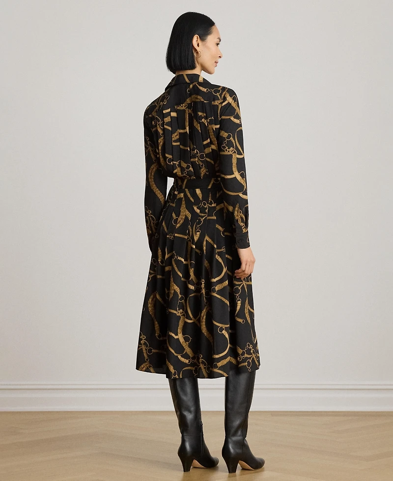 Lauren Ralph Women's Belting Print Pleated Shirt Dress