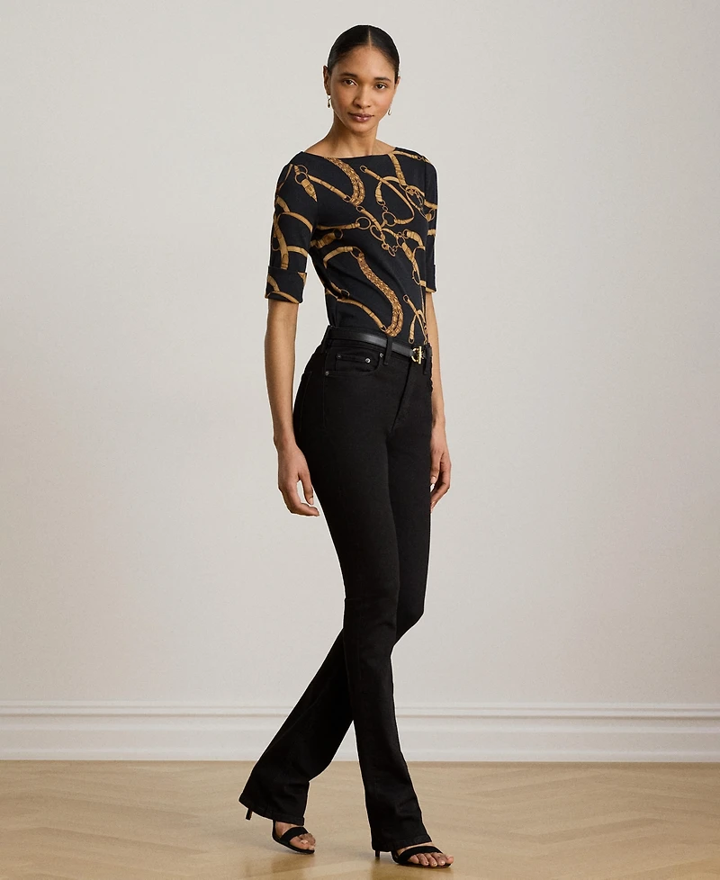 Lauren Ralph Lauren Women's Boat Neck Belting Print T-Shirt