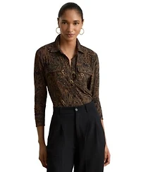 Lauren Ralph Lauren Womens Paisley Stretch Jersey Shirt