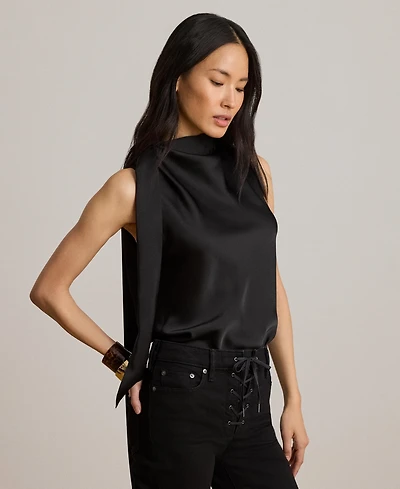 Lauren Ralph Women's Tie-Neck Sleeveless Blouse