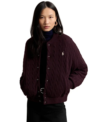 Polo Ralph Lauren Women's Cable-Knit Logo Button Jacket