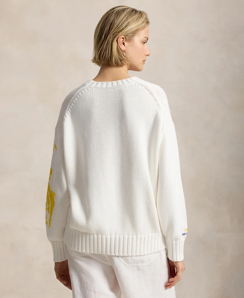 Polo Ralph Lauren Women's Us Open Graphic Logo Cotton Sweater