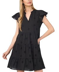 CeCe Women's Ruffle-Tiered V-Neck Dress