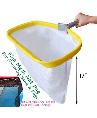 Xdovet Pool Net Skimmer Rake Aluminum Frame Mesh Bag Leaf Scoop