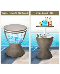 Gymax 8-Gal Patio Ice Cooler Bucket Cool Bar Side Table w/ Retractable Tabletop