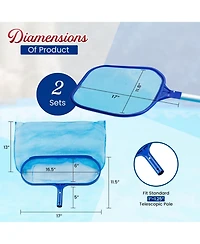 Xdovet Pool Skimmer Net Leaf Rake Set Heavy Duty Fine Mesh Deep Bag
