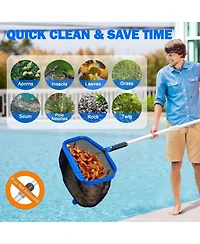 Xdovet Pool Skimmer Net Aluminum Frame Fine Mesh Leaf Rake