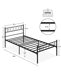 homfan Metal Bed Frame, Heavy Duty Platform Bed with Heart Shaped Headboard and 800 Pound Capacity for Bedroom