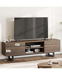 homfan Industrial Tv Stand for 80 in, Modern Unit with 2 Drawers, Wooden Media Cabinet with Heavy Duty Leg and Open Storage, Tv Console Table