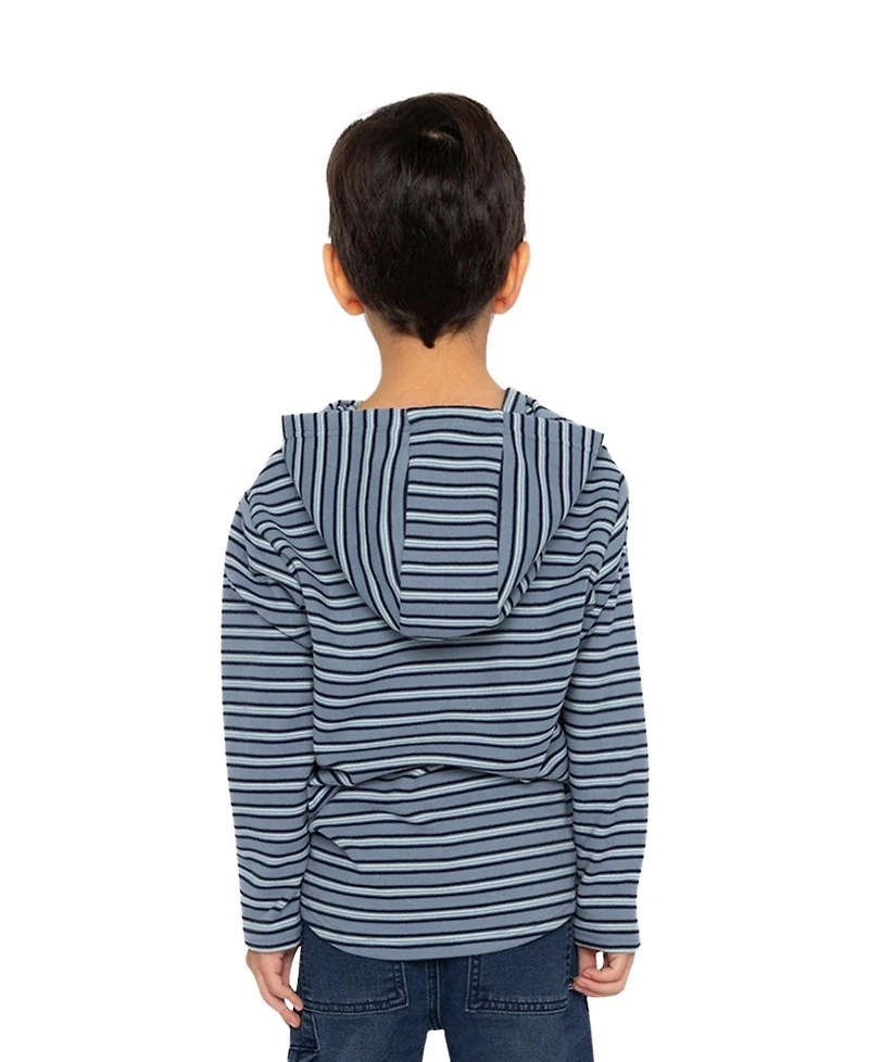 Deux par Little and Big Boy 6-12 Striped Brushed Jersey Hooded T-Shirt