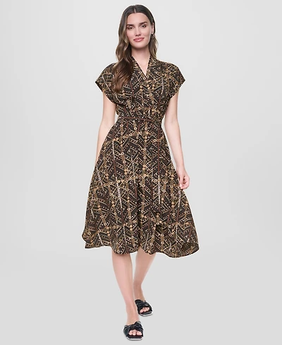 Dkny Women's Surplice Neck Faux-Wrap Midi Dress
