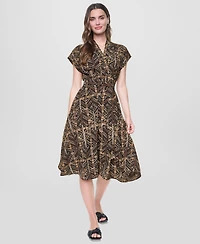 Dkny Women's Surplice Neck Faux-Wrap Midi Dress