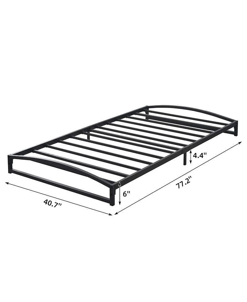 homfan Heavy Duty Metal Platform Bed Frame, 6 Inch Low Profile, Floor Bed, Strong Steel Slats, Under Bed Storage, Easy Assembly, No Box Spring Needed