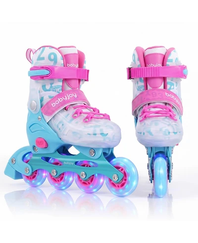 Costway Kids Inline Skates for Boys Girls, Adjustable Illuminating Roller Skates
