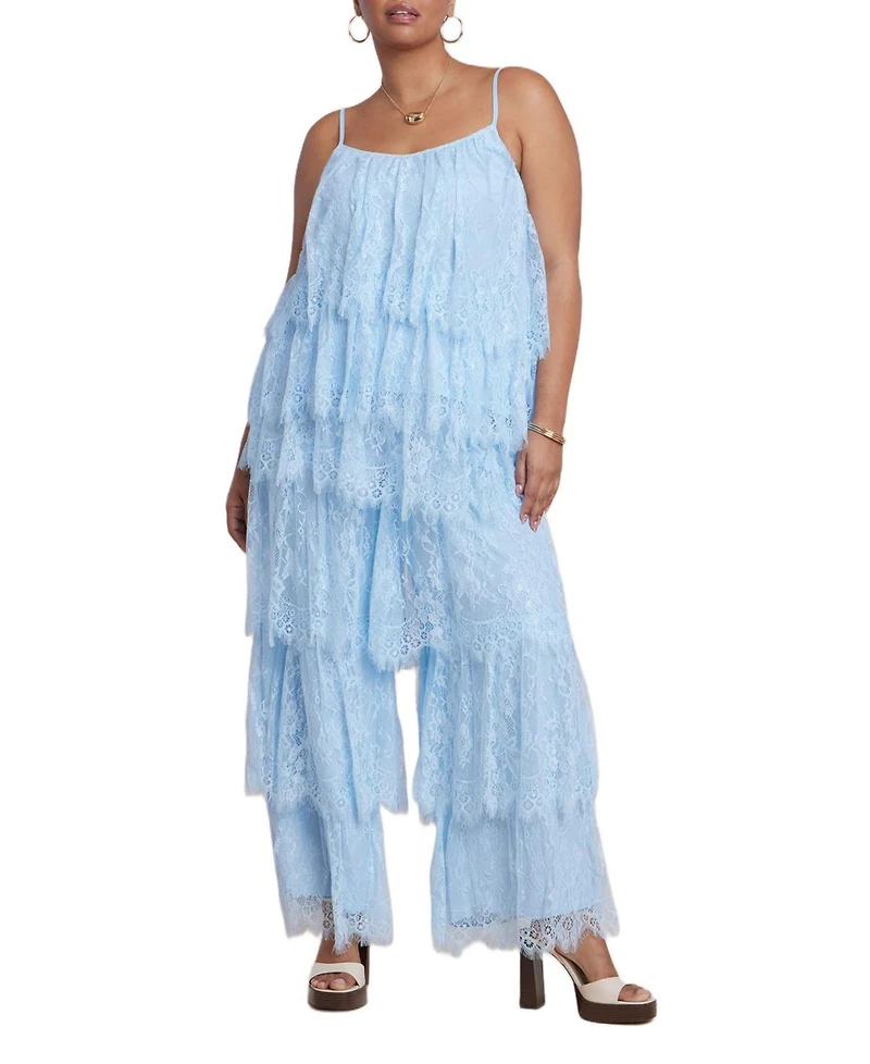 Eloquii Plus Asym Lace Babydoll Women's Top