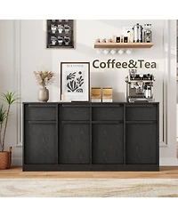 homfan Sideboard Buffet Cabinet with 4 Drawers, 62.4 Inch Large Coffee Storage, Modern Storage Table