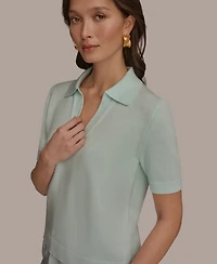 Donna Karan Weekend Women's Elbow-Sleeve Polo Sweater