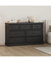 homfan 7 Drawer Dresser, 55 Inch Wood Chest of Drawers with Metal Handle for Bedroom Living Room Entryway
