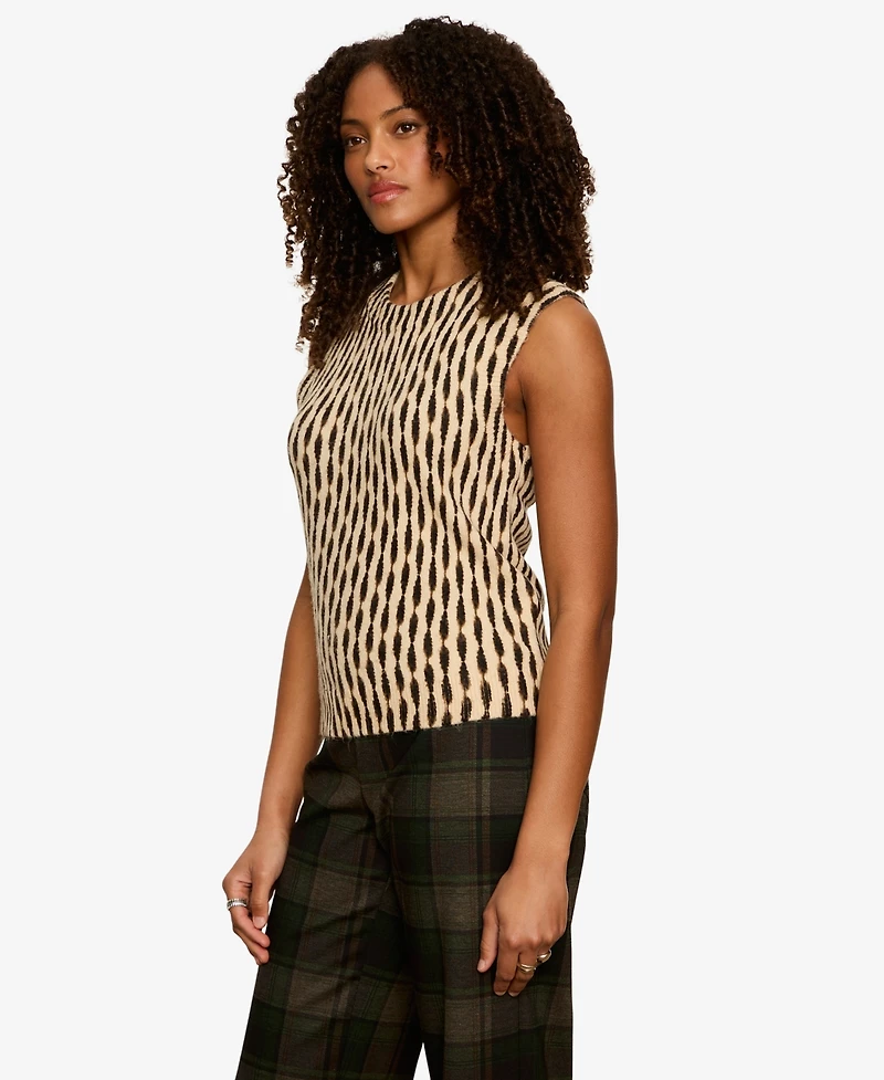 Sanctuary Petite Soft Printed Sleeveless Sweater