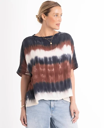 Ocean+Main Women's Tie Dye Square Gauze Top