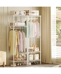 homfan Tall Clothes Rack With Adjustable Storage Shelves, Metal Clothing Rack for Hanging Clothes, for Bedroom, Laundry, Living Room