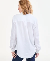 Style & Co Women's Cotton Gauze Roll-Tab Shirt, Macy's Exclusive