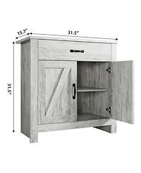 homfan Modern Farmhouse Freestanding Buffet Hutch, Space-Saving Wooden Sideboard with Drawer and Adjustable Shelves for Home Storage