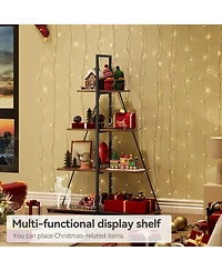 homfan 4-Tier A-Shaped Ladder Bookshelf, Triangular Structure Vertical Display Storage Shelf with Thickened Panel, Easy Assembly Home Organizer