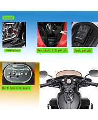 Yobtop Kids Ride On Motorcycle 12V - Led Lights Electric Toy, Wireless Music, Storage Trunk, Pu Seat, Forward and Reverse, Rechargeable, Ages 3-6