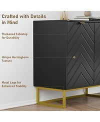 homfan Modern Sideboard Buffet Cabinet with Storage Set of 2, Wood Accent Storage Cabinet with Doors and Adjustable Shelf