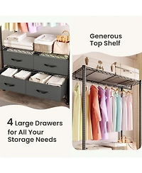 homfan 4 Tier Storage Shelf, Metal Shelving Unit with Drawers and Adjustable Shelves for Bedroom or Entryway