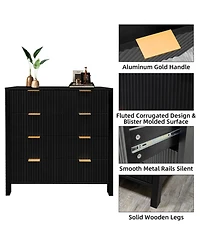 homfan 4-Drawer Chest Cabinet with Spacious Storage, Freestanding Dresser for Bedroom Living Room Entryway