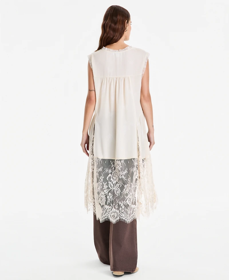 And Now This Women's V-Neck Sleeveless Lace-Trim Tunic, Macy's Exclusive