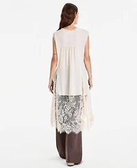 And Now This Women's V-Neck Sleeveless Lace-Trim Tunic, Macy's Exclusive